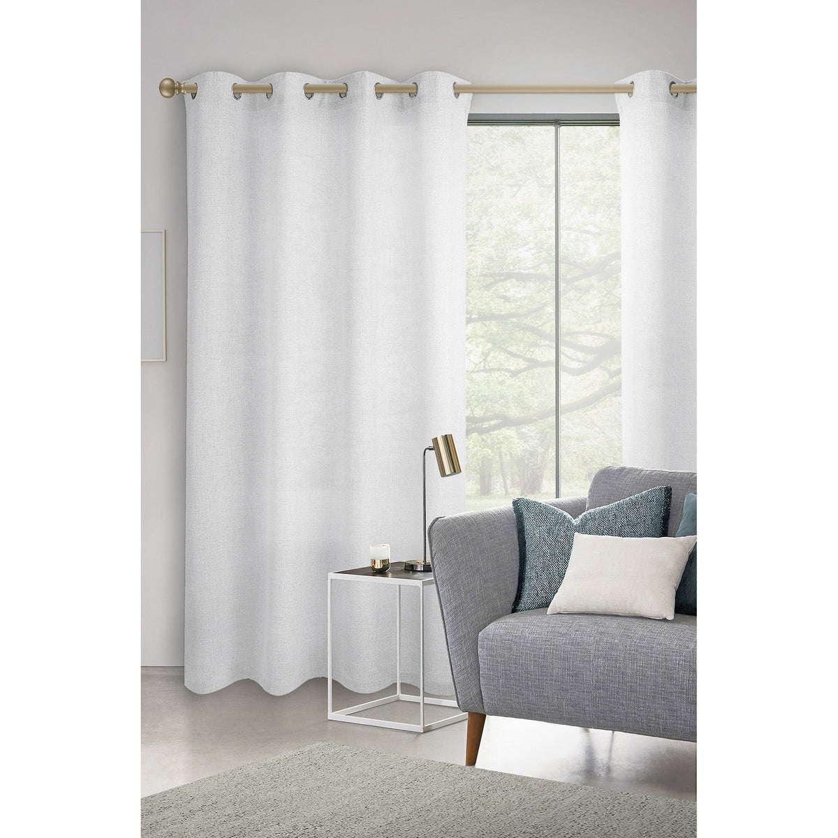 White Textured Grommet Curtain Panel, 54 x 84 in, Light Filtering