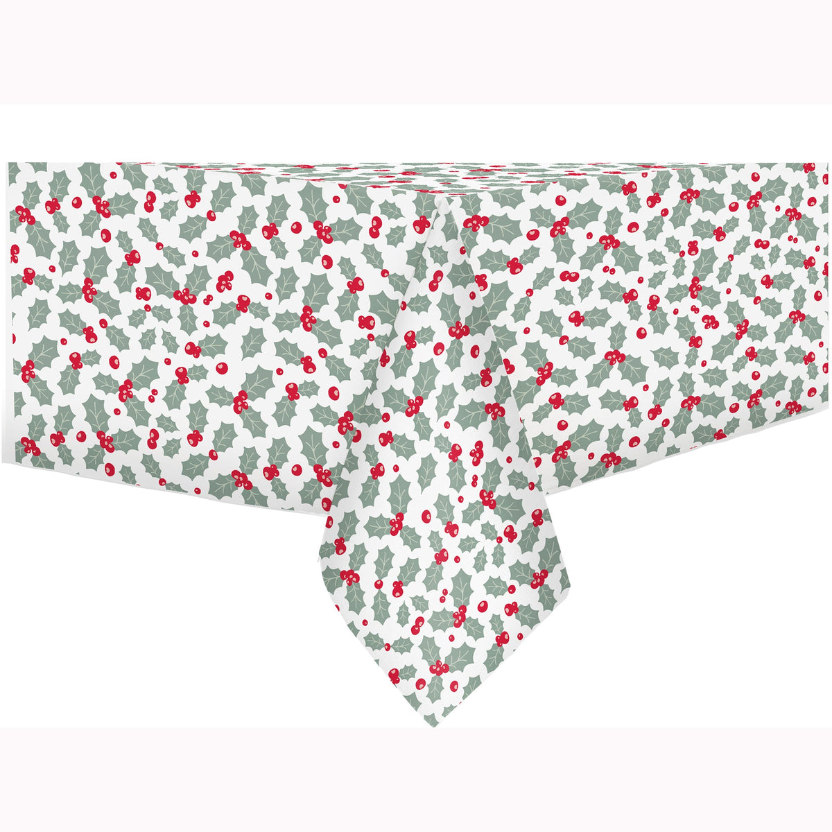 PEVA Christmas Tablecloth with Flannel Back, 52 x 70 in, Holly or Candy Cane