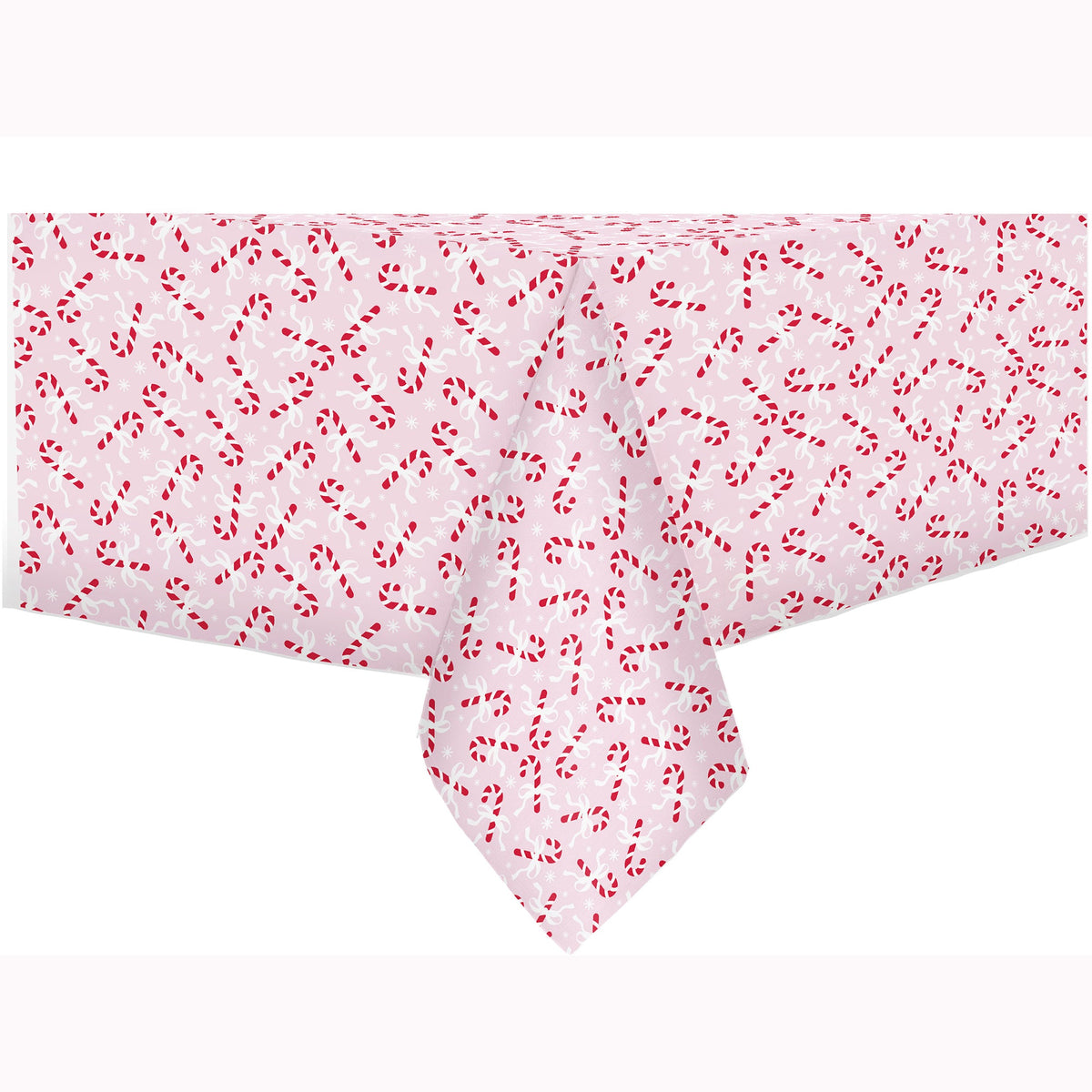 PEVA Christmas Tablecloth with Flannel Back, 52 x 70 in, Holly or Candy Cane – view 3