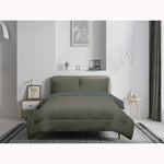 Thyme Green Solid Reversible 3-Piece Comforter Set, Double/Queen