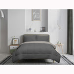 Charcoal Solid Reversible 3-Piece Comforter Set, Double/Queen