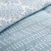 Reversible Clipped Jacquard Medallion 5-Piece Comforter Set, Double/Queen, Light Blue and White – view 8