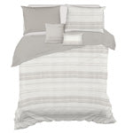 Gray and White Striped Clipped Jacquard 5-Piece Comforter Set, Double/Queen