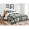 Gray and Cream Plaid Faux Mink 3-Piece Comforter Set with Sherpa Reverse, Double/Queen