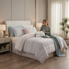 Ivory Printed Stripe 7-Piece Comforter Set with Gray and Blush Accents, Queen – view 5