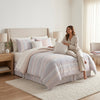 Ivory Printed Stripe 7-Piece Comforter Set with Gray and Blush Accents, King – view 4