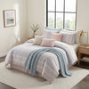 Ivory Printed Stripe 7-Piece Comforter Set with Gray and Blush Accents, King – view 6