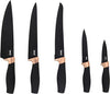 6-Piece Steel Kitchen Knife Set with Acrylic Block, Black Handles with Rose Gold Accents – view 2