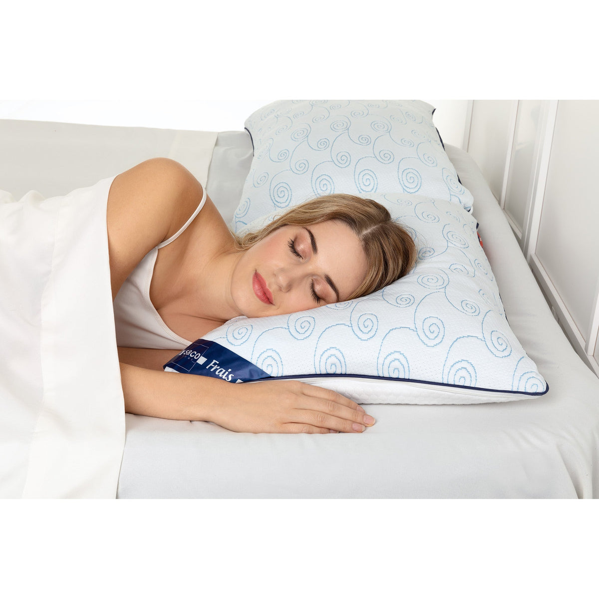 Cooling Matelasse Queen Bed Pillow for Back, Stomach or Side Sleepers, 20 x 30 in, White – view 3