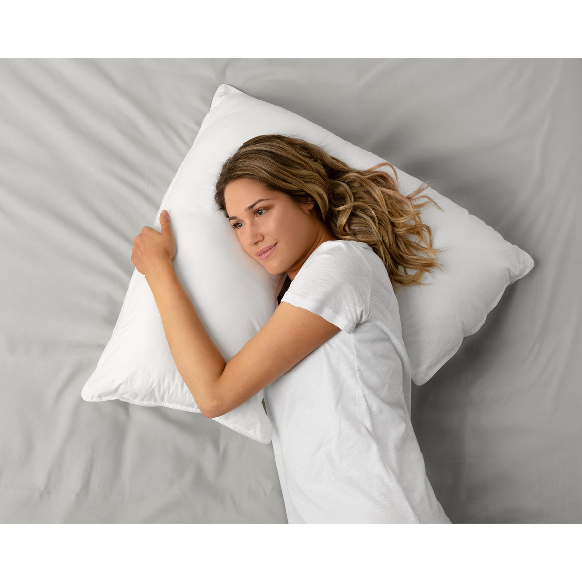 Woven V-Shape Queen Bed Pillow for Back, Stomach or Side Sleepers, 30 x 15 x 15 in, White, 100% Cotton – view 4