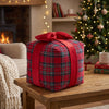 3D Gift Box Christmas Accent Pillow, Red Tartan Knit with Bow, 10 x 10 in – view 3