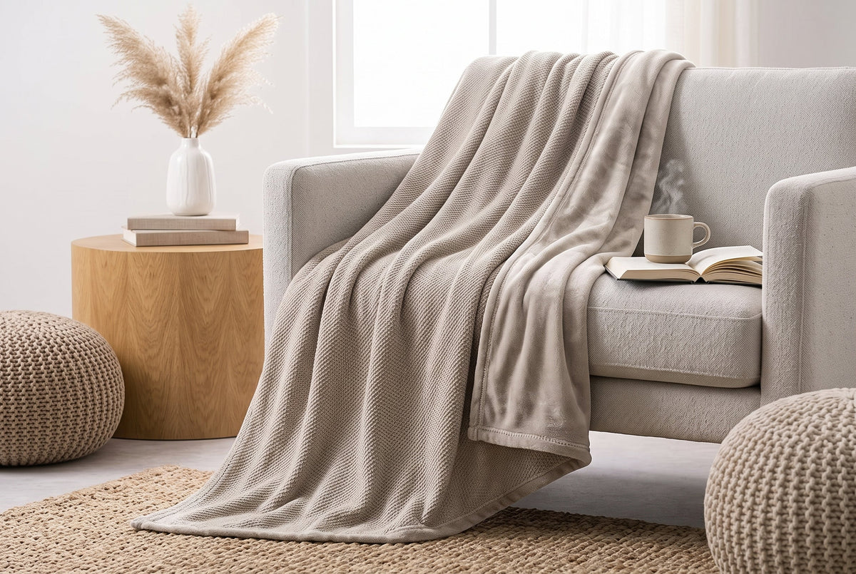 Super Soft Flannel Blanket, 60 x 80 in, Taupe