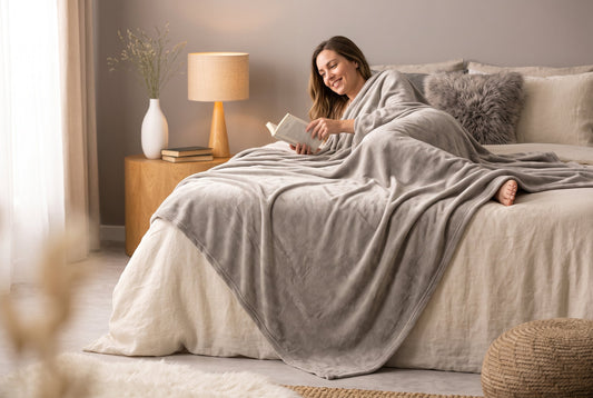 Super Soft Flannel Blanket, 60 x 80 in, Taupe – view 2