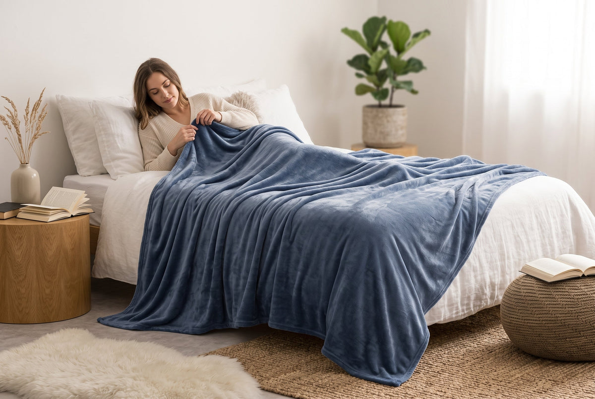 Super Soft Flannel Blanket, 60 x 80 in, Drizzle Blue – view 2