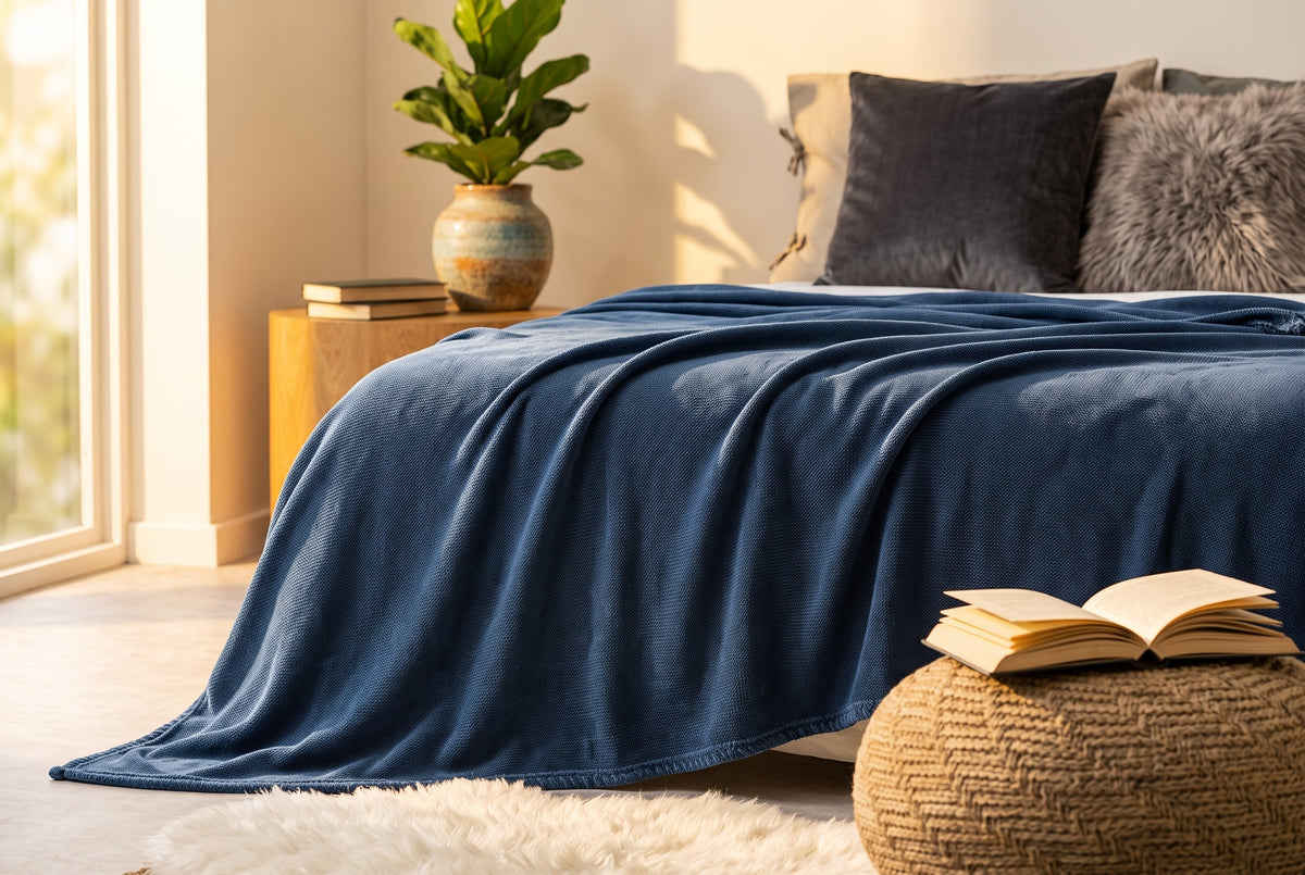 Super Soft Flannel Blanket, 60 x 80 in, Drizzle Blue – view 3
