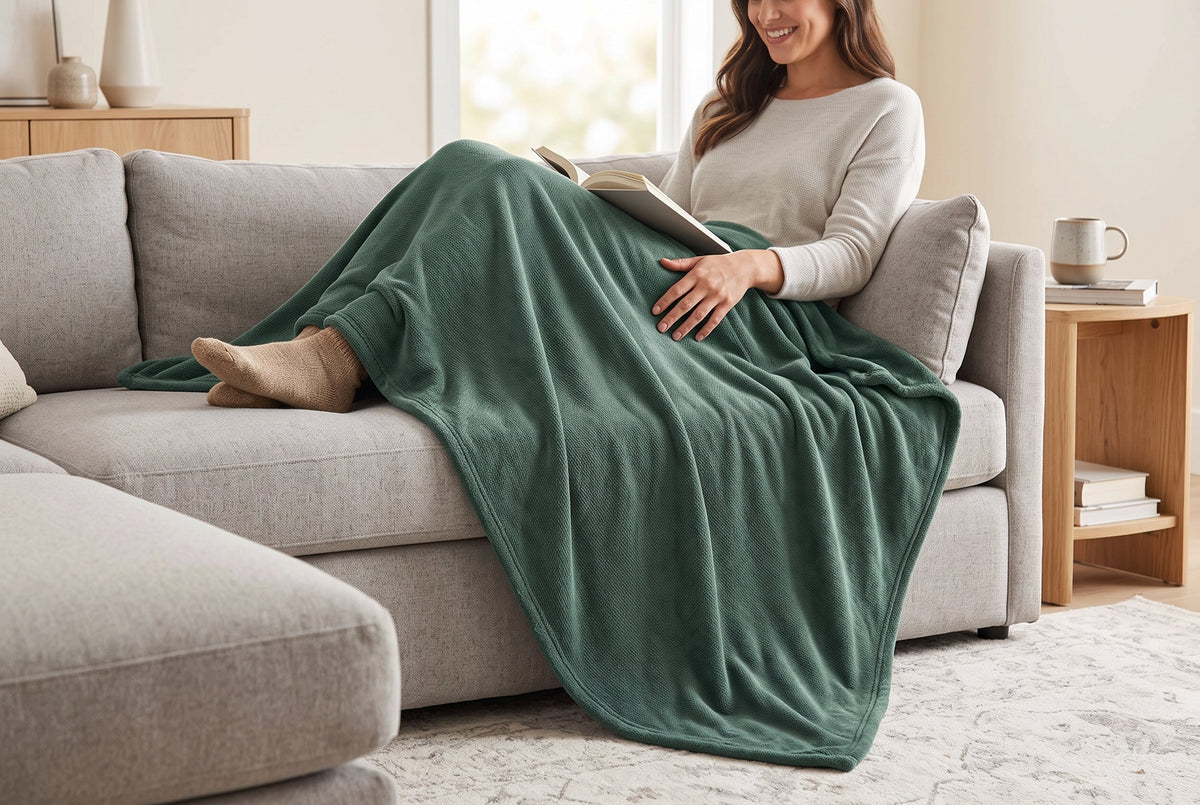 Super Soft Flannel Blanket, 60 x 80 in, Laurel Green – view 2