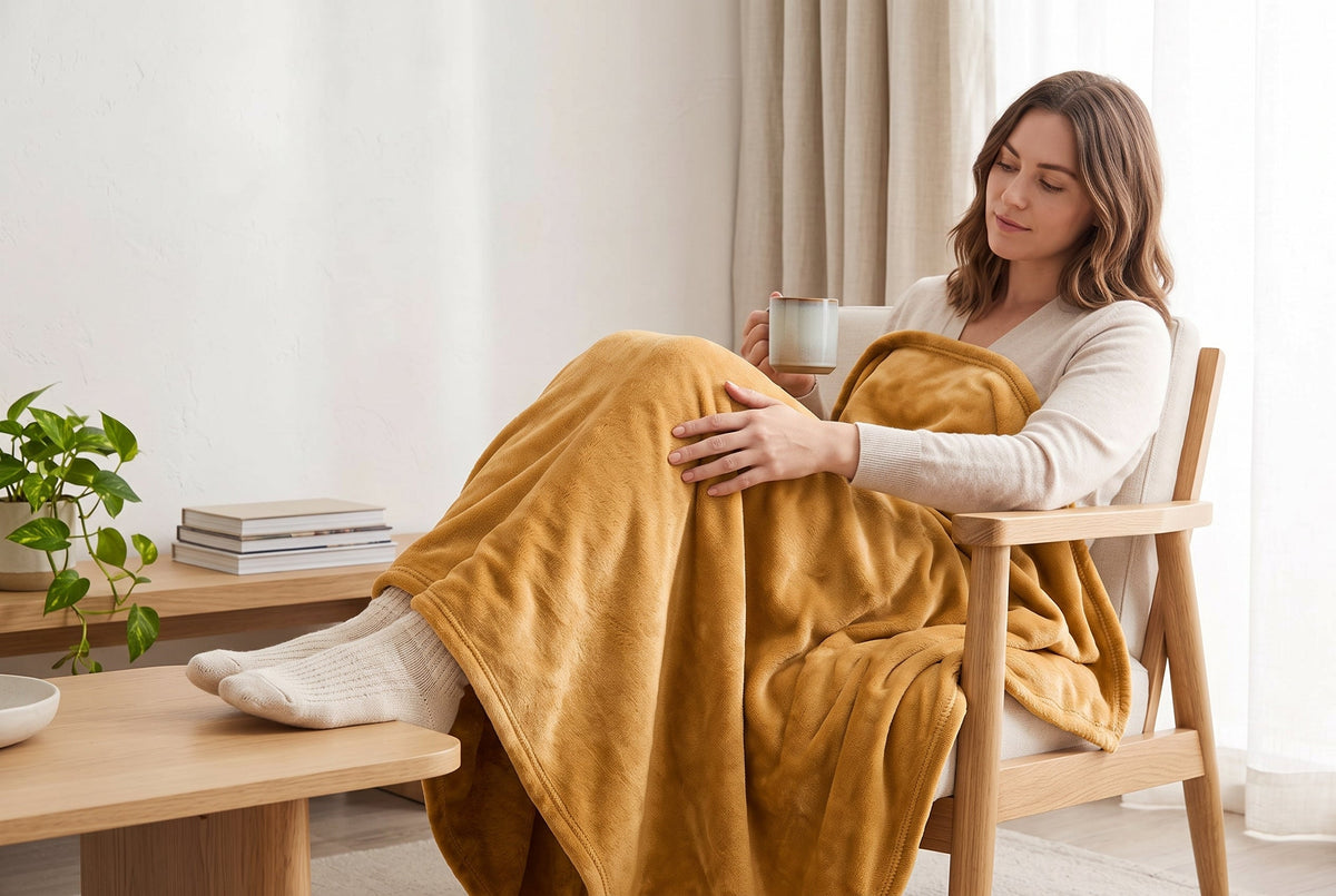 Super Soft Flannel Blanket, 60 x 80 in, Latte – view 4
