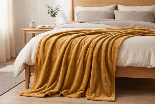 Super Soft Flannel Blanket, 60 x 80 in, Latte