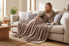 Super Soft Flannel Blanket, 80 x 88 in, Taupe – view 2