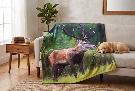 Deer Print Faux Mink Throw Blanket, 48 x 60 in