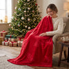 Red Plush Christmas Throw Blanket with Embossed Bows, 48 x 60 in – view 3