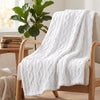 Cable Knit Sherpa Blanket, 60 x 80 in, Off White – view 3