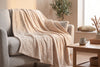 Embossed Baroque Flannel Throw Blanket, 48 x 60 in, Sand