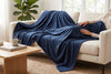 Embossed Baroque Flannel Throw Blanket, 48 x 60 in, Indigo – view 4