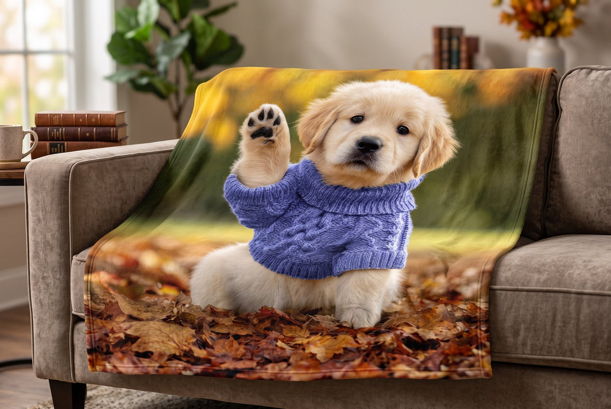 Puppy Print Faux Mink Throw Blanket, 48 x 60 in