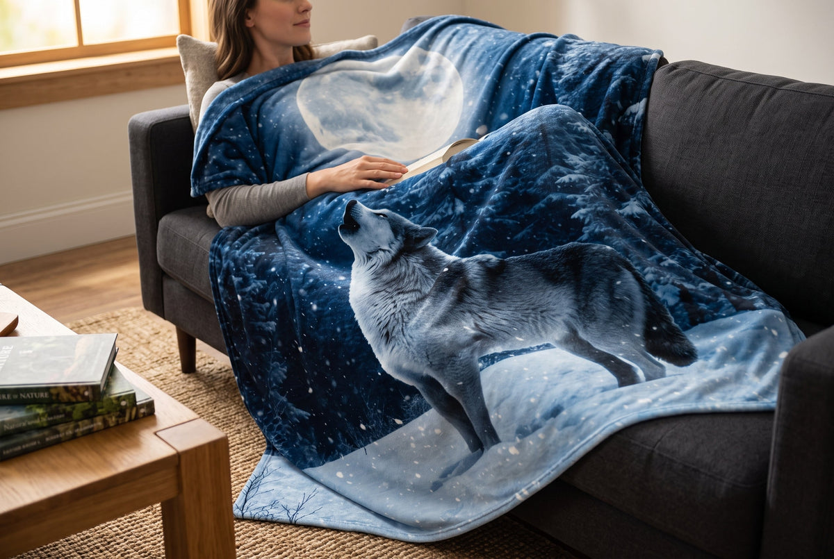 Wolf Print Faux Mink Throw Blanket, 48 x 60 in – view 3