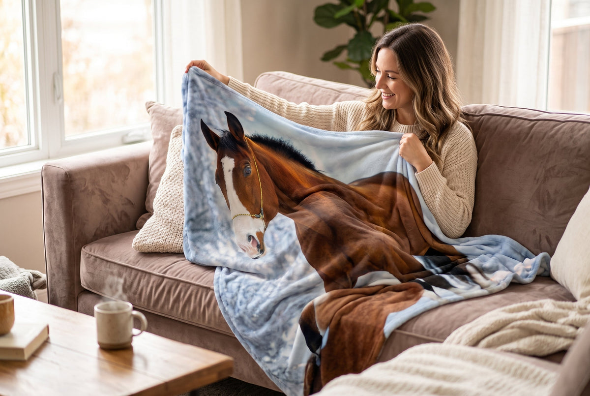 Horse Print Faux Mink Throw Blanket, 48 x 60 in – view 2