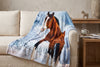 Horse Print Faux Mink Throw Blanket, 48 x 60 in