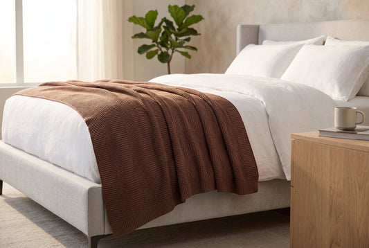 Geometric Jacquard Throw Blanket, 48 x 60 in, Cedar