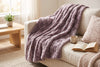Teddy Faux Fur Throw Blanket with Sherpa Back, 48 x 60 in, Mauve