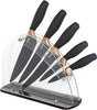 6-Piece Steel Kitchen Knife Set with Acrylic Block, Black Handles with Rose Gold Accents – view 4