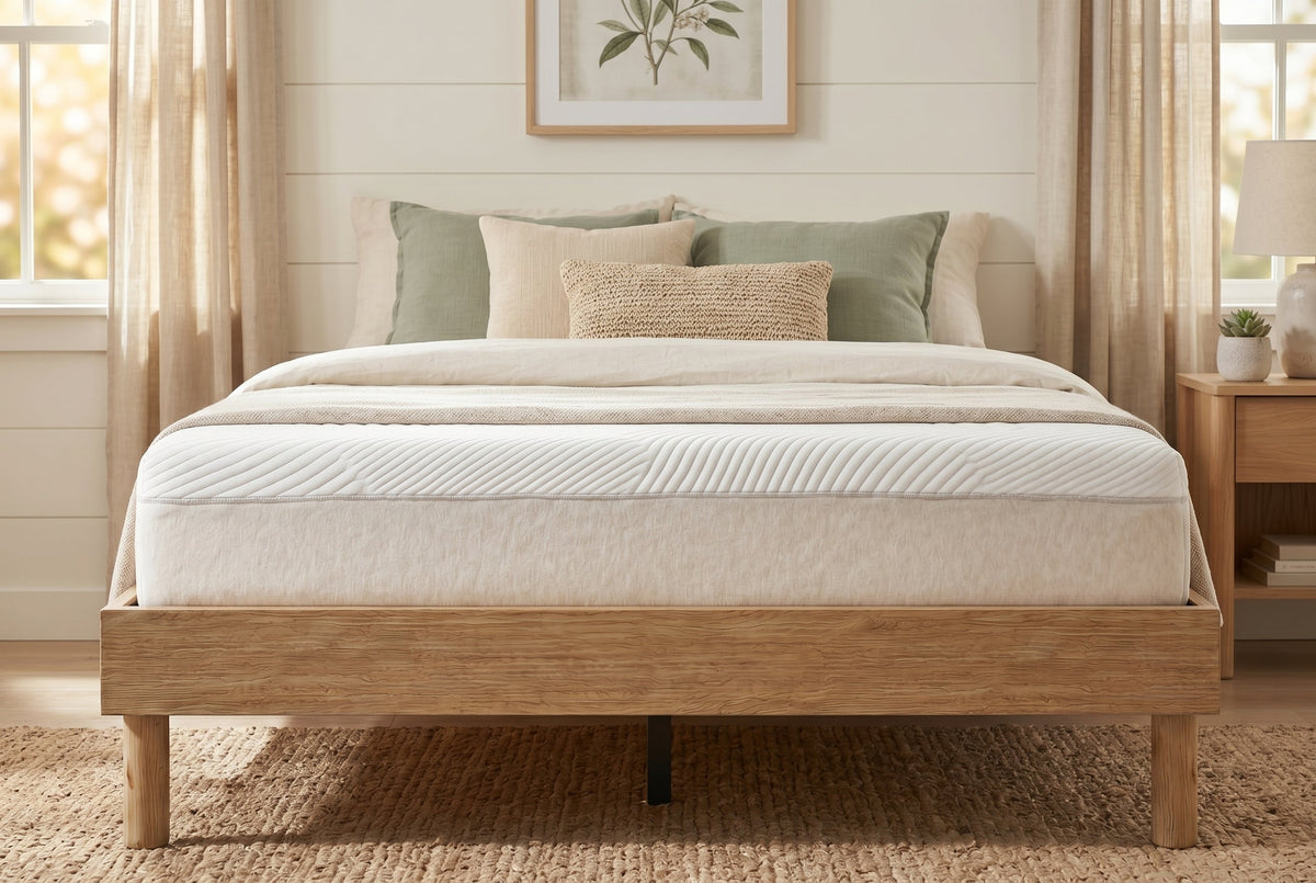 Queen Low-Profile Platform Bed Frame, Natural Oak-Look – view 3