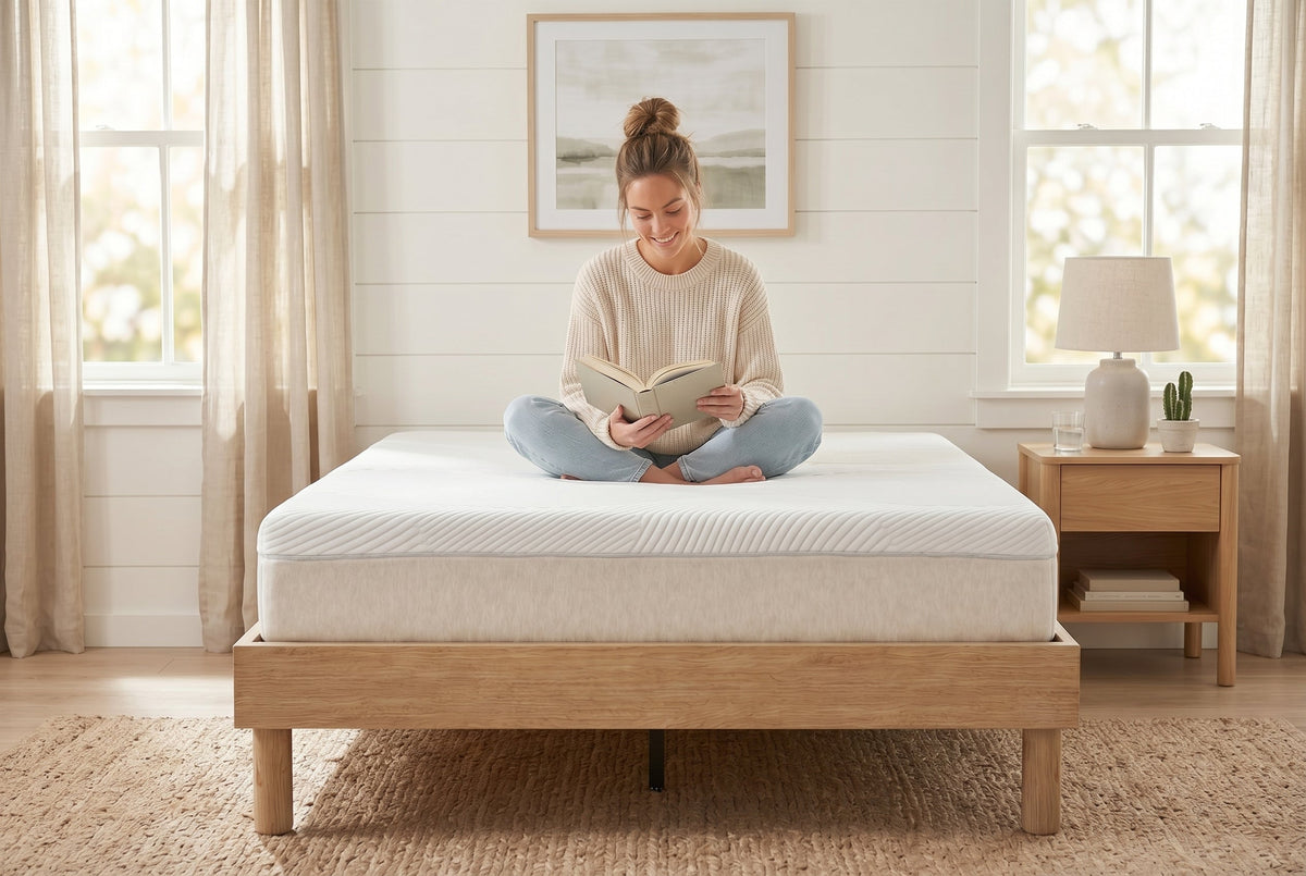 Queen Low-Profile Platform Bed Frame, Natural Oak-Look – view 4