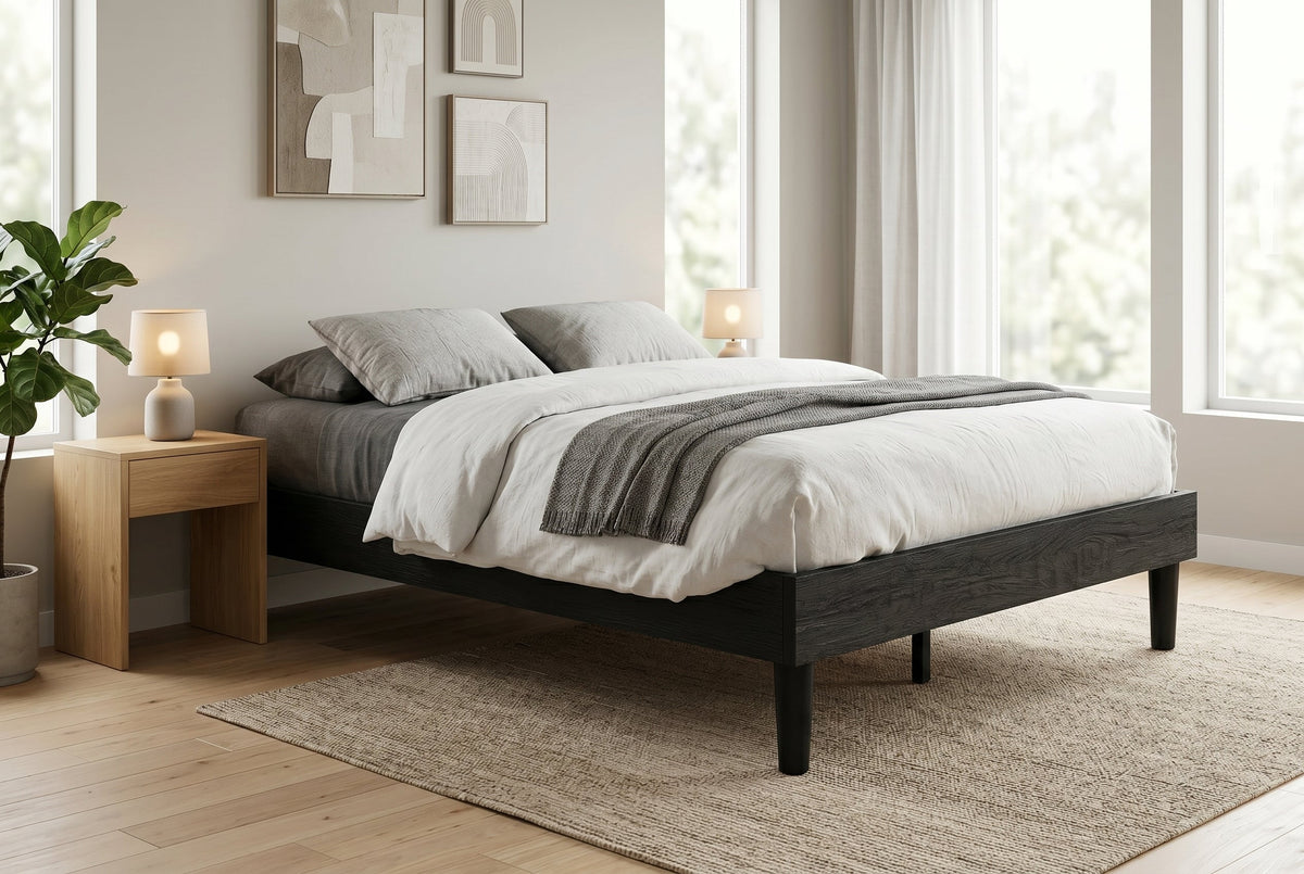 Queen Low-Profile Platform Bed Frame, Black