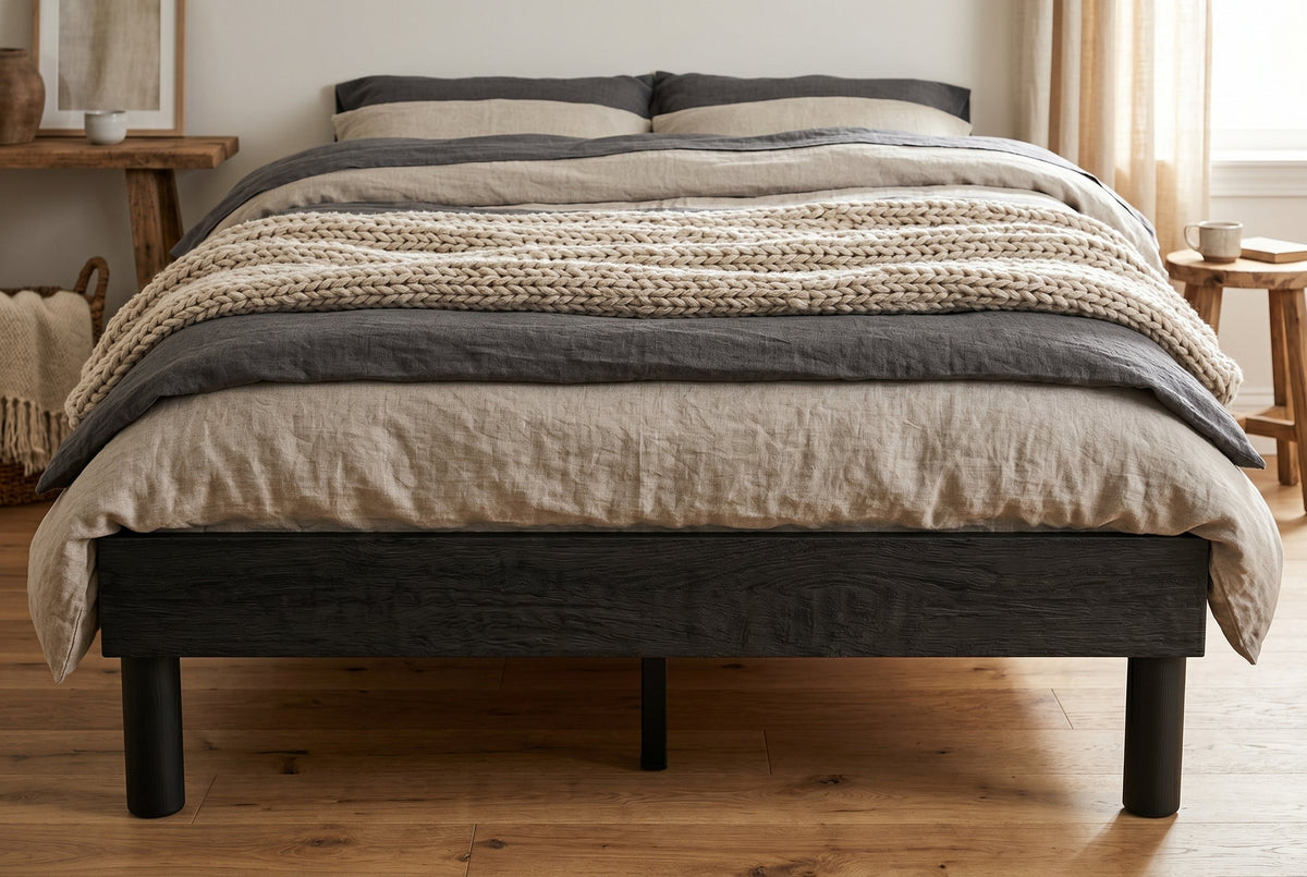Queen Low-Profile Platform Bed Frame, Black – view 3
