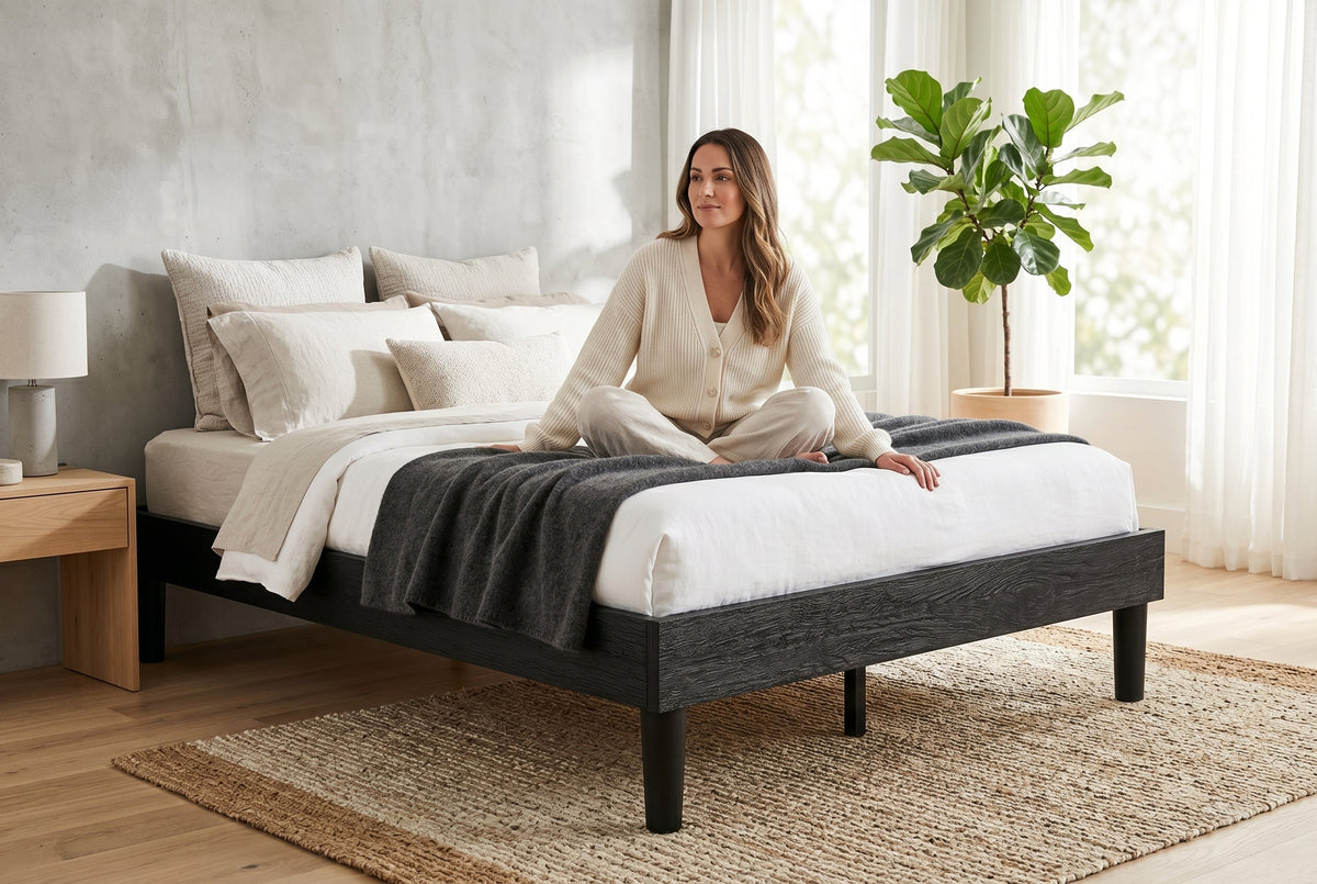 Queen Low-Profile Platform Bed Frame, Black – view 4