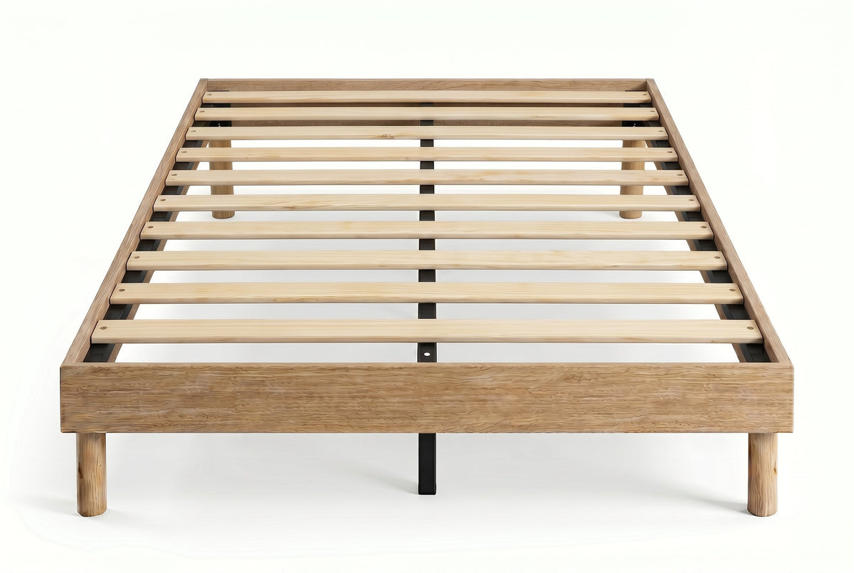 King Low-Profile Platform Bed Frame, Natural Oak-Look – view 2