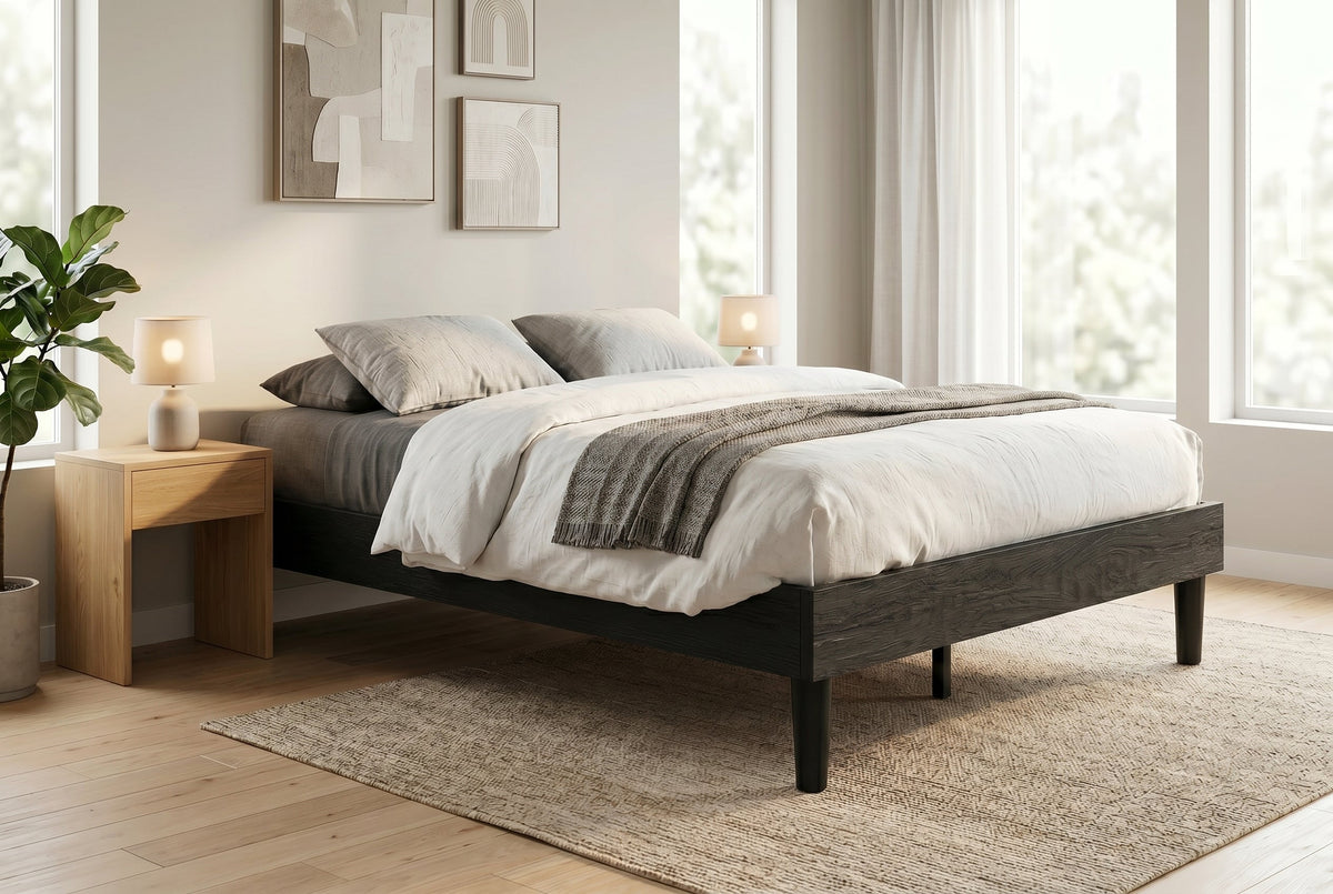 King Low-Profile Platform Bed Frame, Black