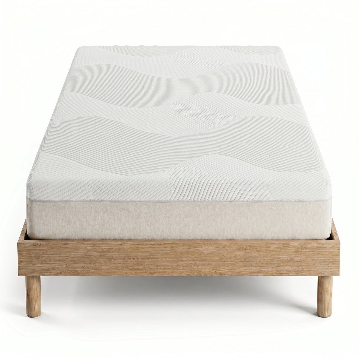 Double Low-Profile Platform Bed Frame, Natural Oak-Look – view 5