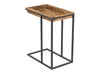 C-Shaped Slide-Under End Table with Sunken Tray Top, Black Metal Frame