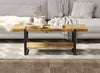 44-Inch Coffee Table with Lower Shelf, Reclaimed-Wood-Look Finish, Black Metal Base – view 3