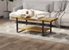 44-Inch Coffee Table with Lower Shelf, Reclaimed-Wood-Look Finish, Black Metal Base – view 2