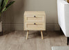 2-Drawer Nightstand with Cane-Look Fronts, Natural Wood-Look Finish – view 3
