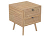 2-Drawer Nightstand with Cane-Look Fronts, Natural Wood-Look Finish