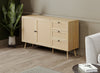 Sideboard Buffet with 2 Doors and 3 Drawers, Cane-Look Fronts, Wood-Look Finish – view 2