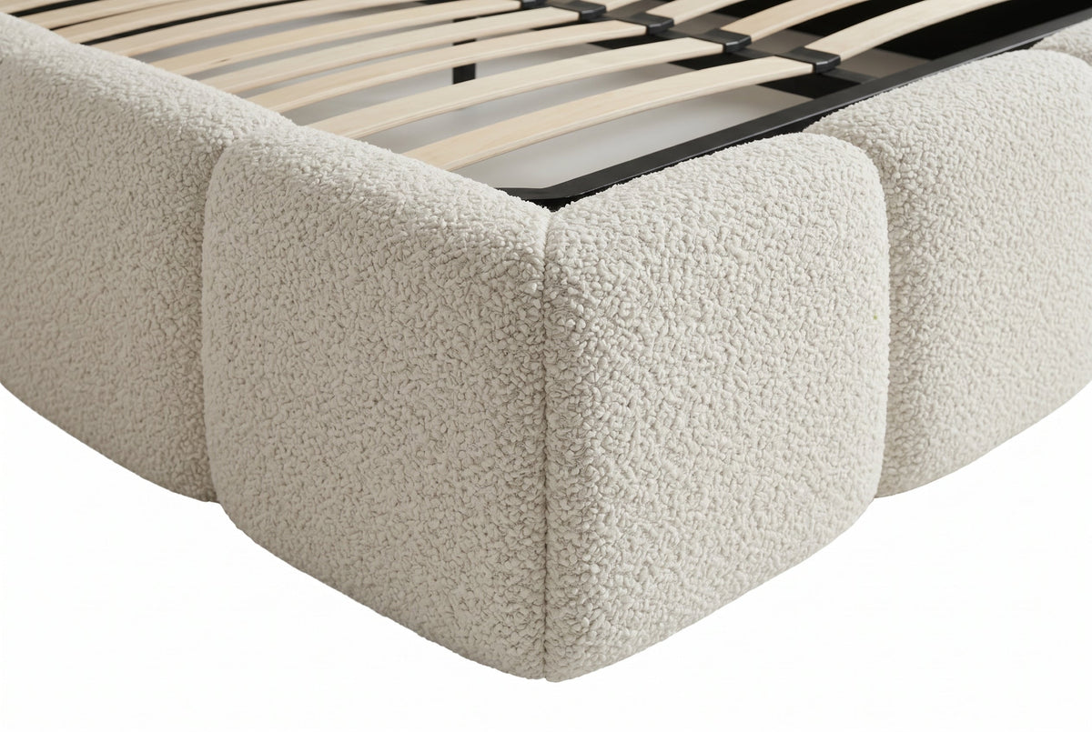 Off-White Boucle Upholstered King Bed Frame – view 5